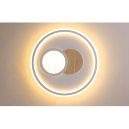 Plafonniers ronds en bois à intensité variable, style nordique contemporain moderne, avec télécommande, pouvant également être utilisés comme applique murale