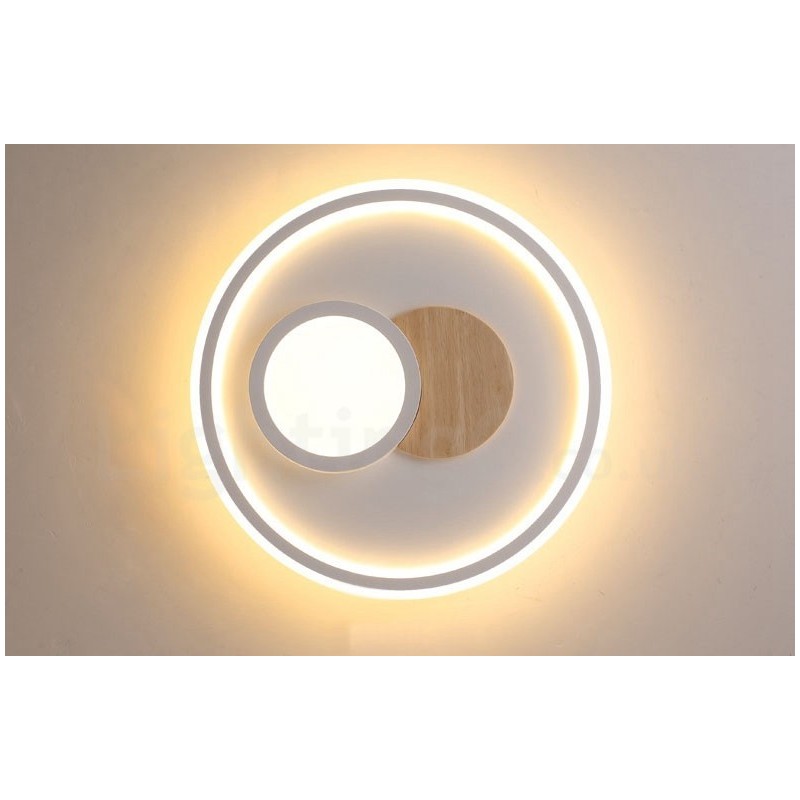 Plafonniers ronds en bois à intensité variable, style nordique contemporain moderne, avec télécommande, pouvant également être utilisés comme applique murale