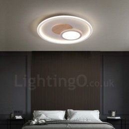 Plafonniers ronds en bois à intensité variable, style nordique contemporain moderne, avec télécommande, pouvant également être utilisés comme applique murale