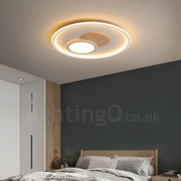 Plafonniers ronds en bois à intensité variable, style nordique contemporain moderne, avec télécommande, pouvant également être utilisés comme applique murale