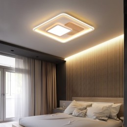 Plafonniers carrés en bois à intensité variable, de style nordique moderne et contemporain, avec télécommande, peuvent également être utilisés comme applique murale.
