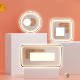 Plafonniers carrés en bois à intensité variable, de style nordique moderne et contemporain, avec télécommande, peuvent également être utilisés comme applique murale.