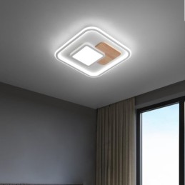 Plafonniers carrés en bois à intensité variable, de style nordique moderne et contemporain, avec télécommande, peuvent également être utilisés comme applique murale.