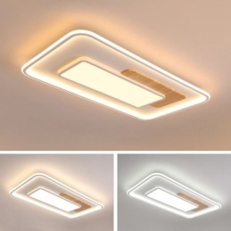 Plafonniers rectangulaires en bois à intensité variable, de style nordique moderne et contemporain, avec télécommande, peuvent également être utilisés comme applique murale.