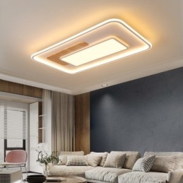 Plafonniers rectangulaires en bois à intensité variable, de style nordique moderne et contemporain, avec télécommande, peuvent également être utilisés comme applique murale.