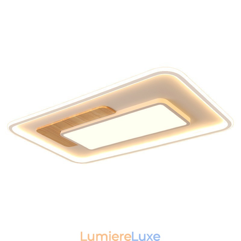 Plafonniers rectangulaires en bois à intensité variable, de style nordique moderne et contemporain, avec télécommande, peuvent également être utilisés comme applique murale.