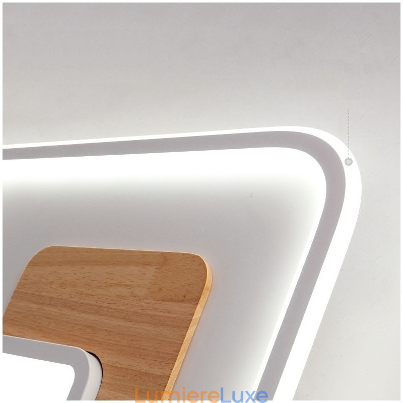 Plafonniers rectangulaires en bois à intensité variable, de style nordique moderne et contemporain, avec télécommande, peuvent également être utilisés comme applique murale.