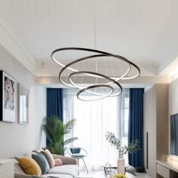 Grande suspension 4 anneaux 5 anneaux noir blanc or design moderne