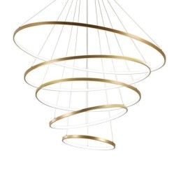 Grande suspension 4 anneaux 5 anneaux noir blanc or design moderne