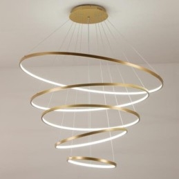 Grande suspension 4 anneaux 5 anneaux noir blanc or design moderne