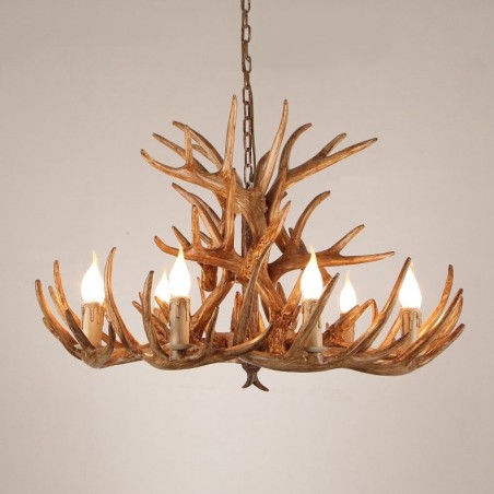 Lustre antique à 9 lumières en bois de cerf rustique et artistique à trois niveaux Lustre antique à 9 lumières en bois de cerf rustique et artistique à trois niveaux