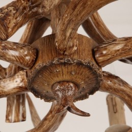 Lustre antique à 9 lumières en bois de cerf rustique et artistique à trois niveaux