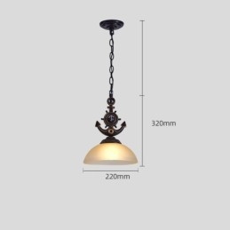Suspension noire rustique artistique rétro antique avec abat-jour en verre