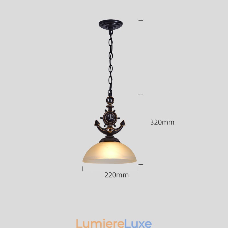 Suspension noire rustique artistique rétro antique avec abat-jour en verre