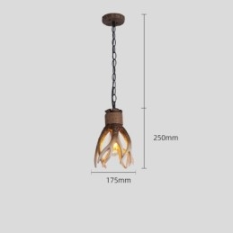 Suspension rustique artistique rétro en bois de cerf antique à une lumière