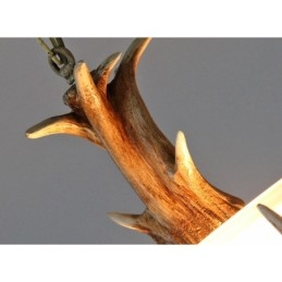 Suspension rustique artistique rétro en bois de cerf avec abat-jour en verre