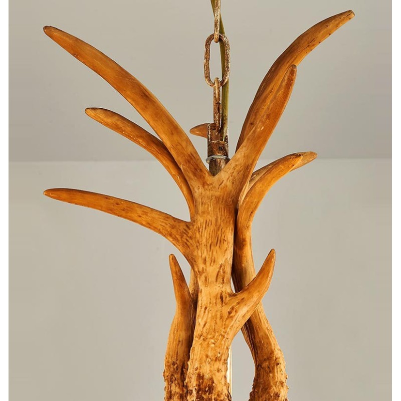 Lustre antique rustique artistique rétro à 8 lumières en bois de cerf