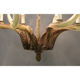 Lustre antique rustique artistique rétro à 6 lumières en bois de cerf