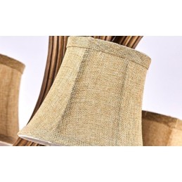 Lustre rustique artistique rétro à 5 lumières en bois de cerf avec abat-jour