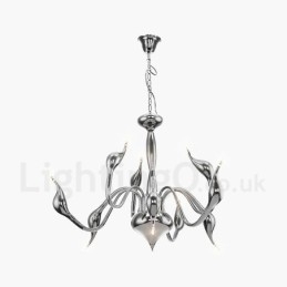 Lustre contemporain moderne en métal galvanisé chromé doré à 9 lumières