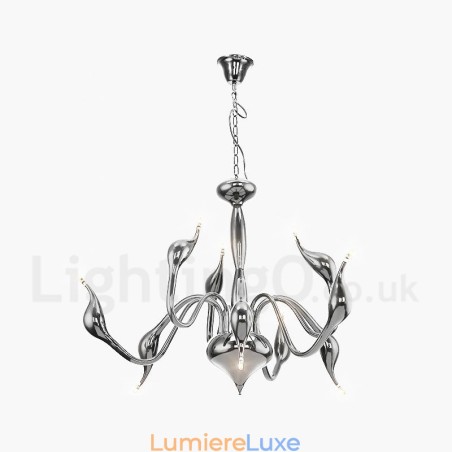Lustre contemporain moderne en métal galvanisé chromé doré à 9 lumières Lustre contemporain moderne en métal galvanisé chromé doré à 9 lumières