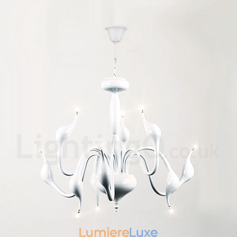 Lustre contemporain moderne en métal galvanisé à 9 lumières