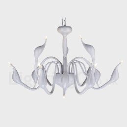 Lustre moderne à 12 lampes en métal blanc, forme cygne