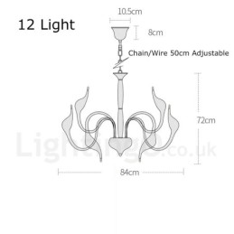 Lustre moderne à 12 lampes en métal noir en forme de cygne