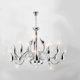 Lustre moderne en acier inoxydable à 18 lumières en forme de cygne, finition chromée G4
