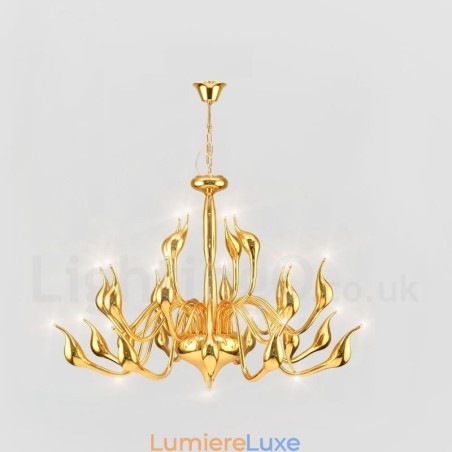 Lustre cygne moderne à 24 lumières G4 plaqué or Lustre cygne moderne à 24 lumières G4 plaqué or
