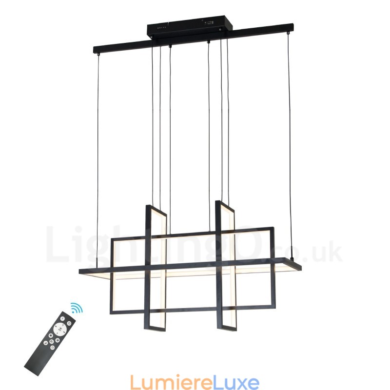 Suspension à intensité variable au design moderne, quatre rectangles