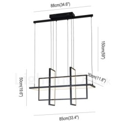Suspension à intensité variable au design moderne, quatre rectangles