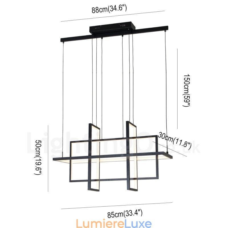 Suspension à intensité variable au design moderne, quatre rectangles