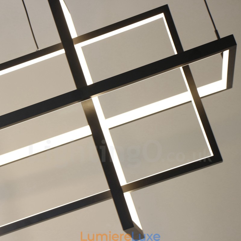 Suspension à intensité variable au design moderne, quatre rectangles
