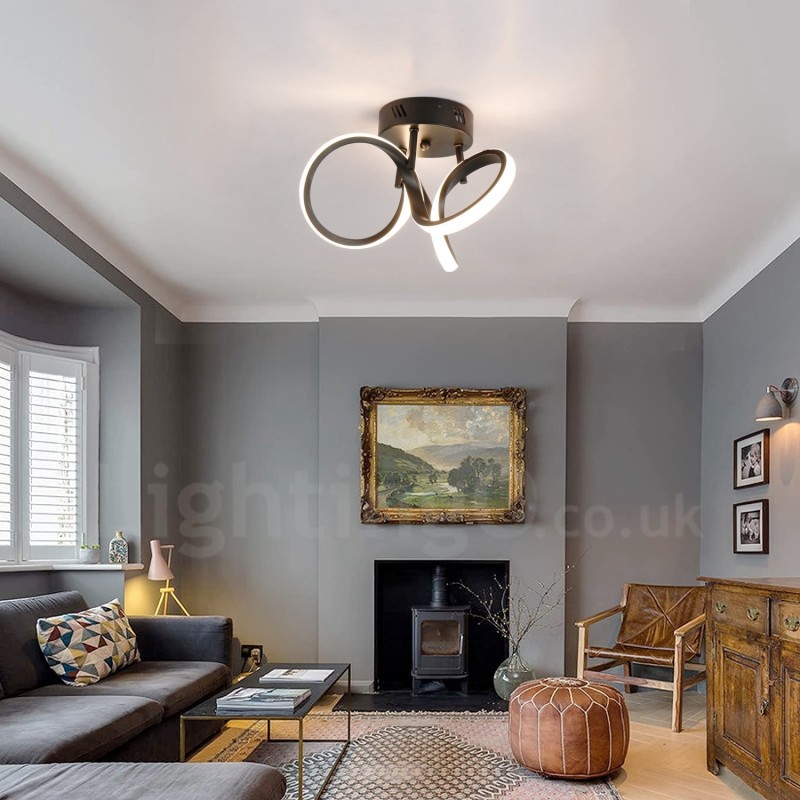 Plafonnier rond encastré de style nordique moderne et contemporain, noir, avec interrupteur Triac et variateur