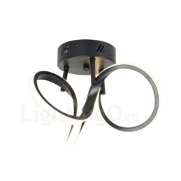 Plafonnier rond encastré de style nordique moderne et contemporain, noir, avec interrupteur Triac et variateur