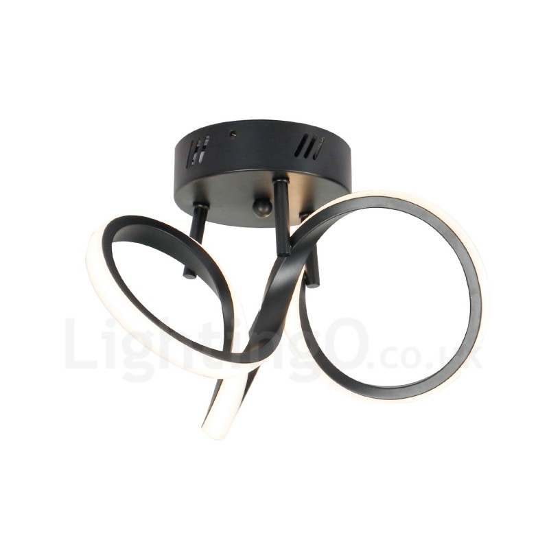 Plafonnier rond encastré de style nordique moderne et contemporain, noir, avec interrupteur Triac et variateur