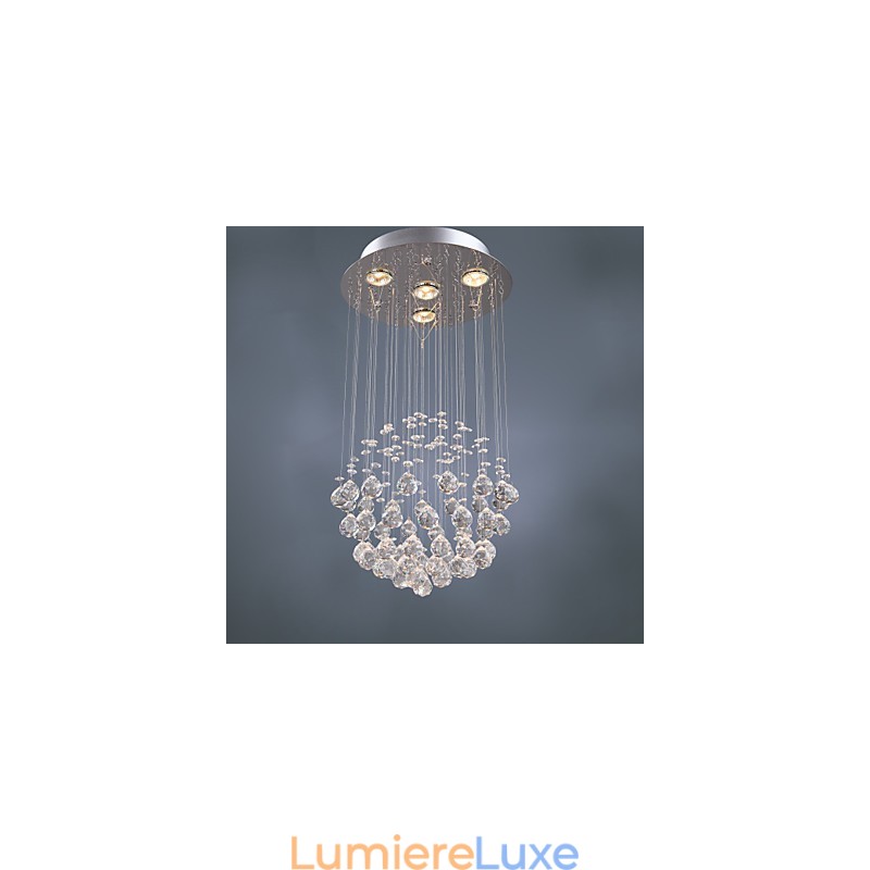 Lustre de luxe moderne en cristal à 4 lumières