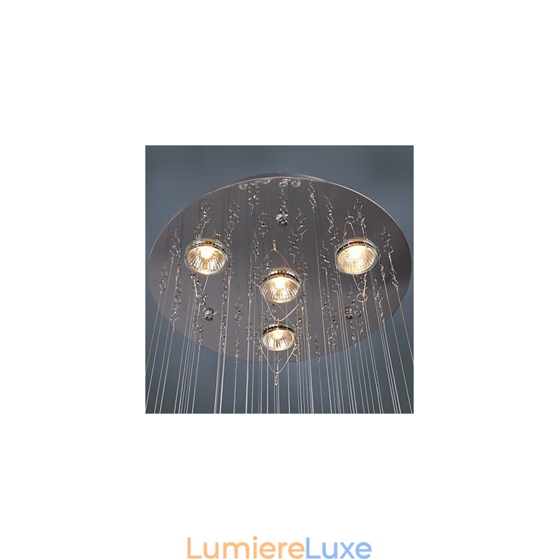 Lustre de luxe moderne en cristal à 4 lumières