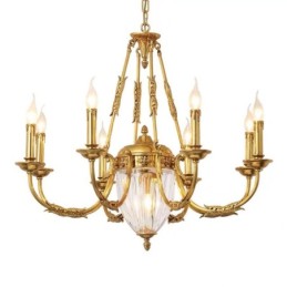 Lustre de luxe en cristal de cuivre français tout en cristal, luminaire de salle à manger, lustre