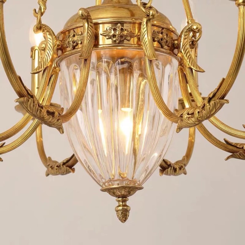 Lustre de luxe en cristal de cuivre français tout en cristal, luminaire de salle à manger, lustre