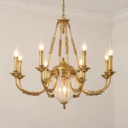 Lustre de luxe en cristal de cuivre français tout en cristal, luminaire de salle à manger, lustre