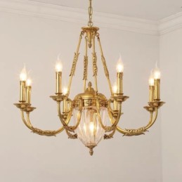 Lustre de luxe en cristal de cuivre français tout en cristal, luminaire de salle à manger, lustre