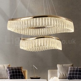Suspension carrée en cristal K9, 1 ou 2 anneaux, luminaire d'intérieur