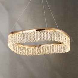 Suspension carrée en cristal K9, 1 ou 2 anneaux, luminaire d'intérieur