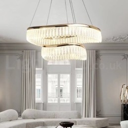 Suspension carrée en cristal K9, 1 ou 2 anneaux, luminaire d'intérieur