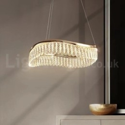 Suspension carrée en cristal K9, 1 ou 2 anneaux, luminaire d'intérieur