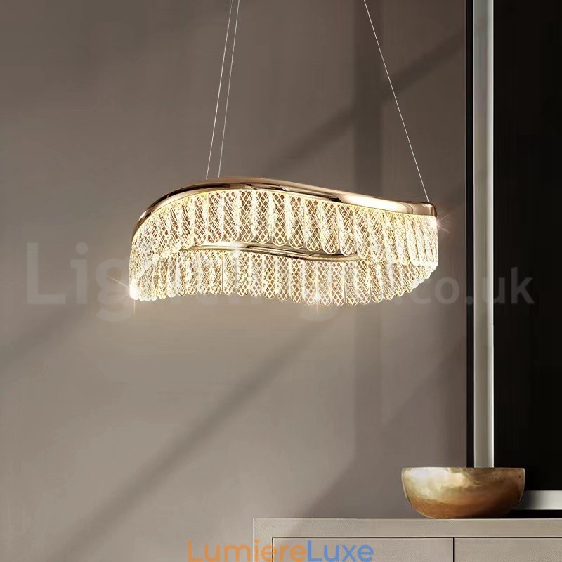Suspension carrée en cristal K9, 1 ou 2 anneaux, luminaire d'intérieur