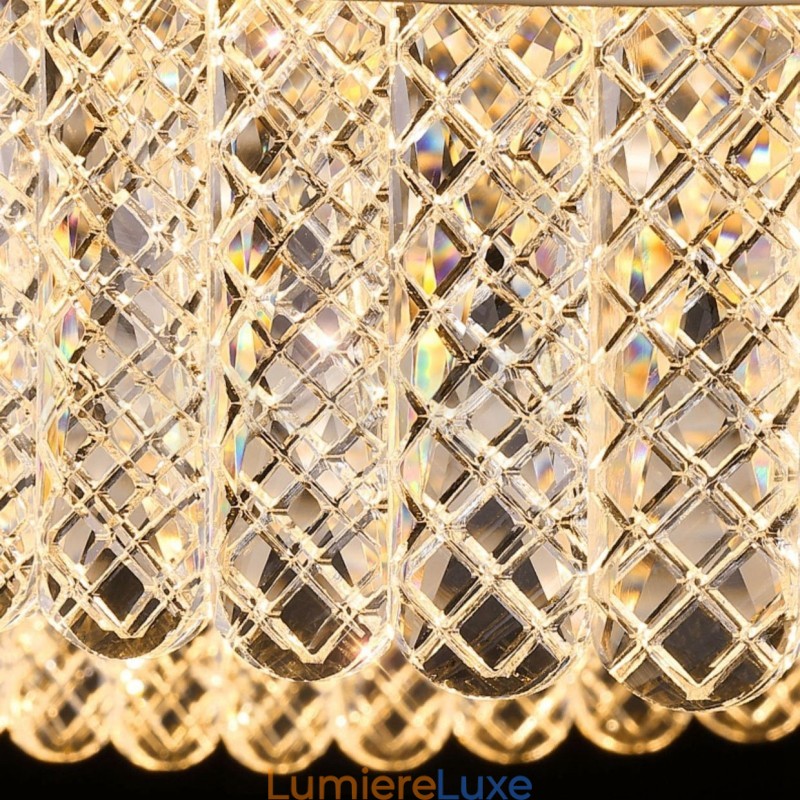 Suspension carrée en cristal K9, 1 ou 2 anneaux, luminaire d'intérieur