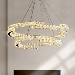 Suspension ronde en cristal K9 de luxe pour intérieur
